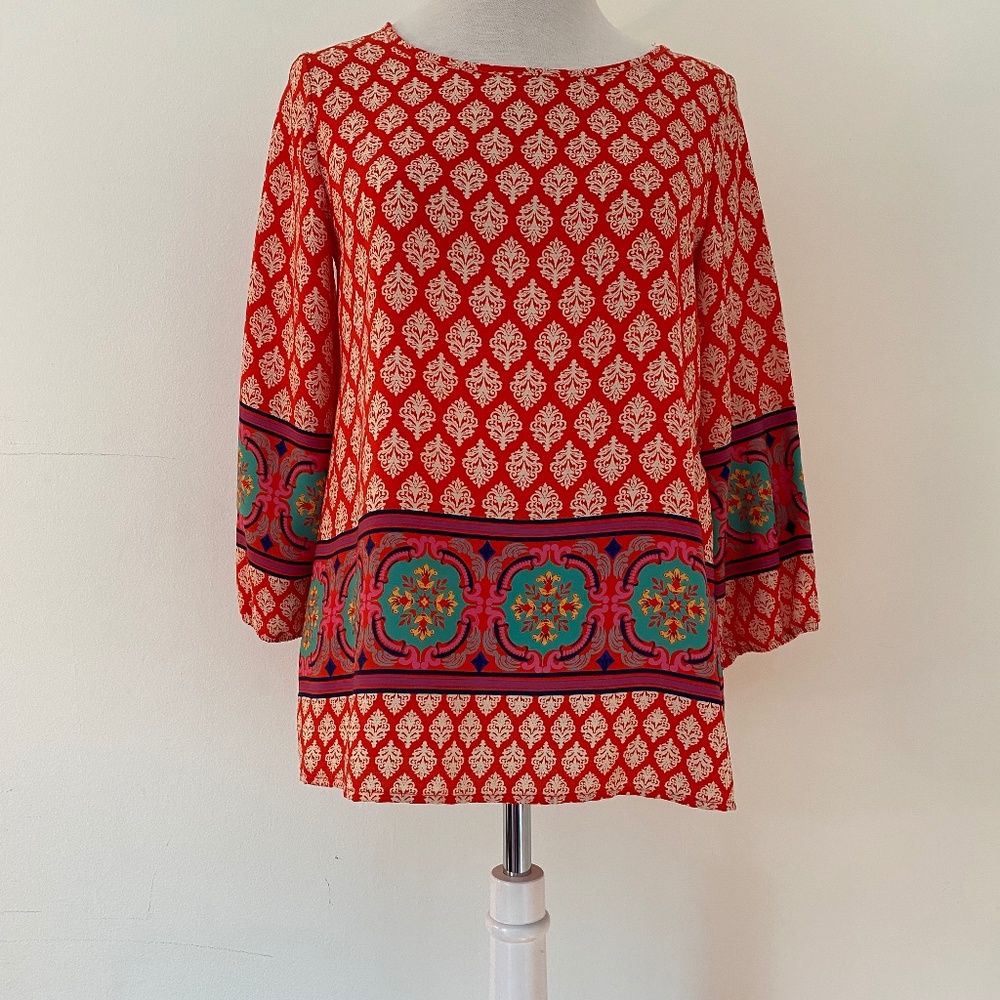 Karlie patterned tunic blouse